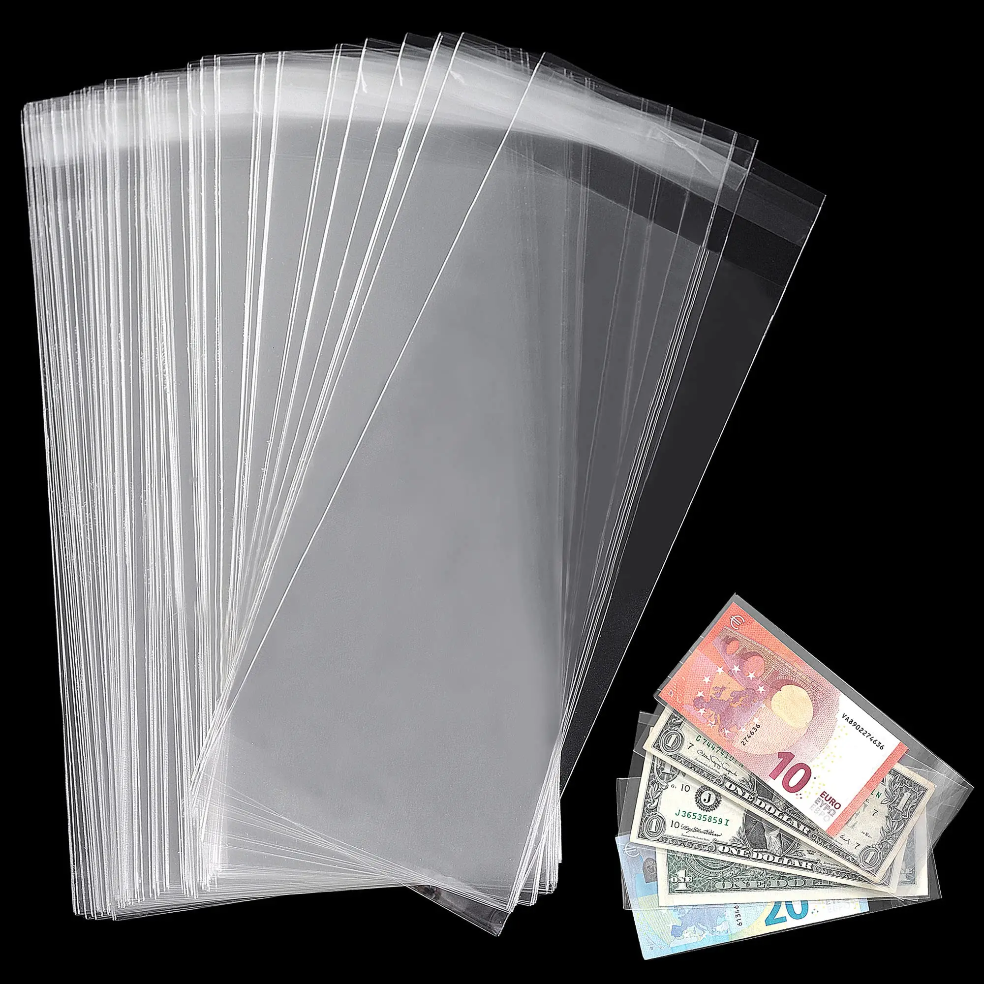 Clear Paper Money Holder Currency Sleeves Money Sleeve PP Material for Banknote Bill Trading Card Stamp