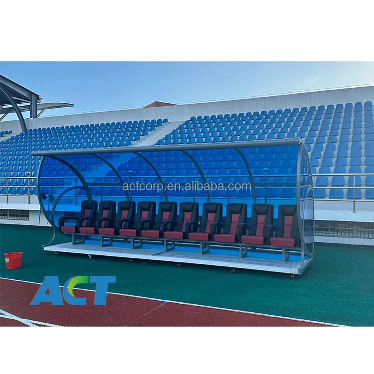 10 Seats Deluxe Portable Soccer Dugout Substitute Bench Aluminum Deck Bleachers for Outdoor Sports Custom Size