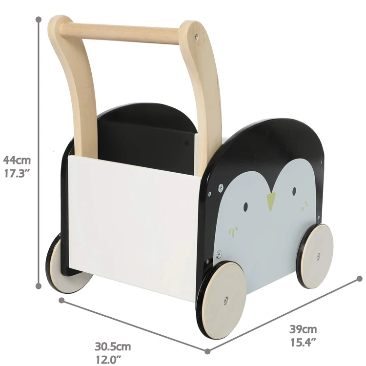 Children 2-in-1 Baby Learning Walker Wooden Strollers Doll Pram Baby Walker Wooden Push Learning Walker