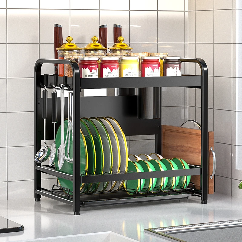 New Design 3-Tier Kitchen Counter Dish Drying Rack Dish Drainer with Utensil Holder Cutting Board Holder