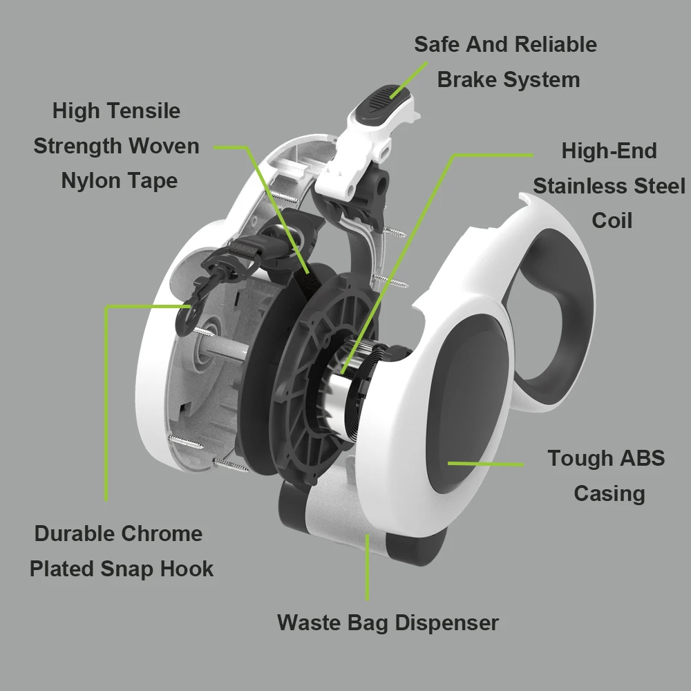 16ft Reflective Nylon Tape Heavy Duty Walking Retractable Dog Leash For Large Medium Breeds