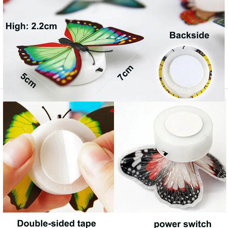 Led Sticker Light PVC Butterfly LED Night Light Colorful Butterfly Wall Sticker with Gift Box Package