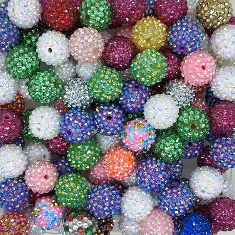 Assorted Round Bubblegum Rhinestone Ball Beads Resin BeadsJewelry Making 20mm Acrylic Gumball Chunky Beads For Pen