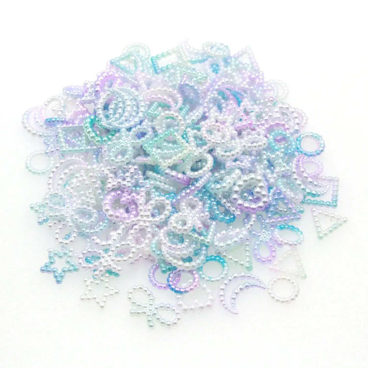 Dream Gradient ABS Pearl two-tone Bow Love Patch Wholesale DIY cream glue headwear accessories