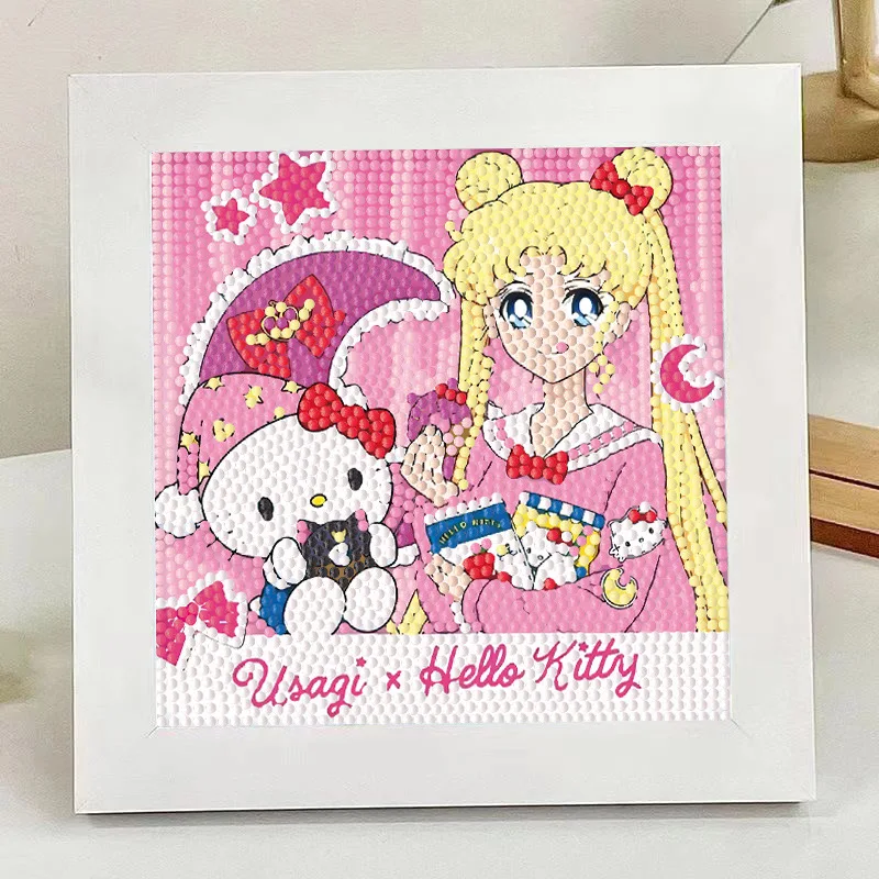 Cartoon Cute Sanrio Kuromi Kitty Melody Cinnamoroll 5D DIY Diamond Painting With Frame Decoration Home Wall DIY Diamond Painting