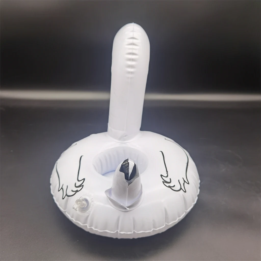 wholesale cheap new custom white swan animal pvc floating toy mini beer can inflatable ice cup drink holder for pool