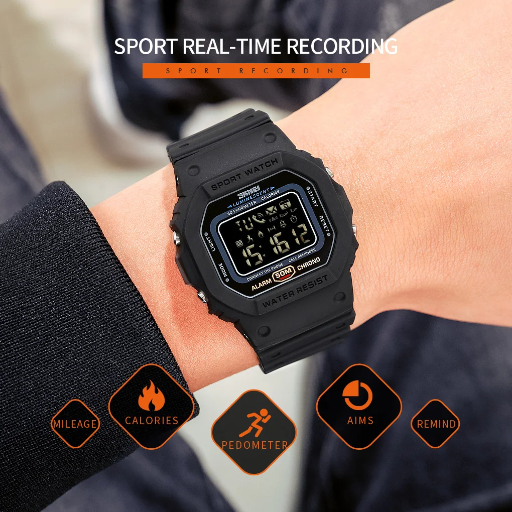 chronograph relogio feminino skmei 1743 black waterproof mens binary watch own logo