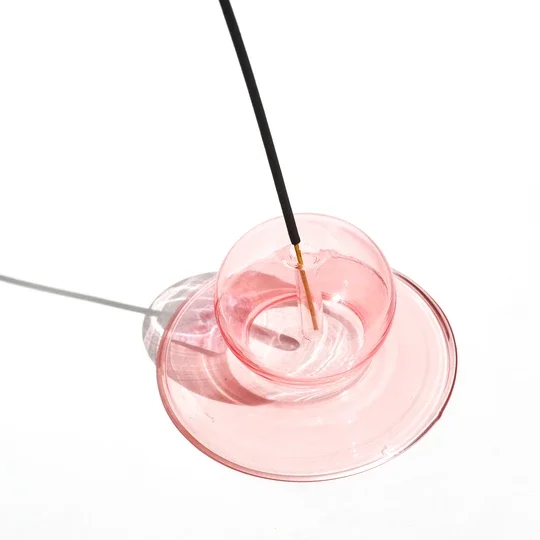 Custom color borosilicate blown decorative hollow glass bubble stick incense holder