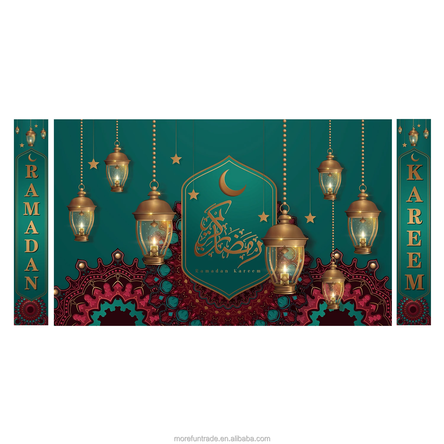 Wholesale 2024 Ramadan Eid Mubarak Party Wall Decor Eid Mubarak Porch Sign Muslim Ramadan Backdrop Banner Photo Booth Poster