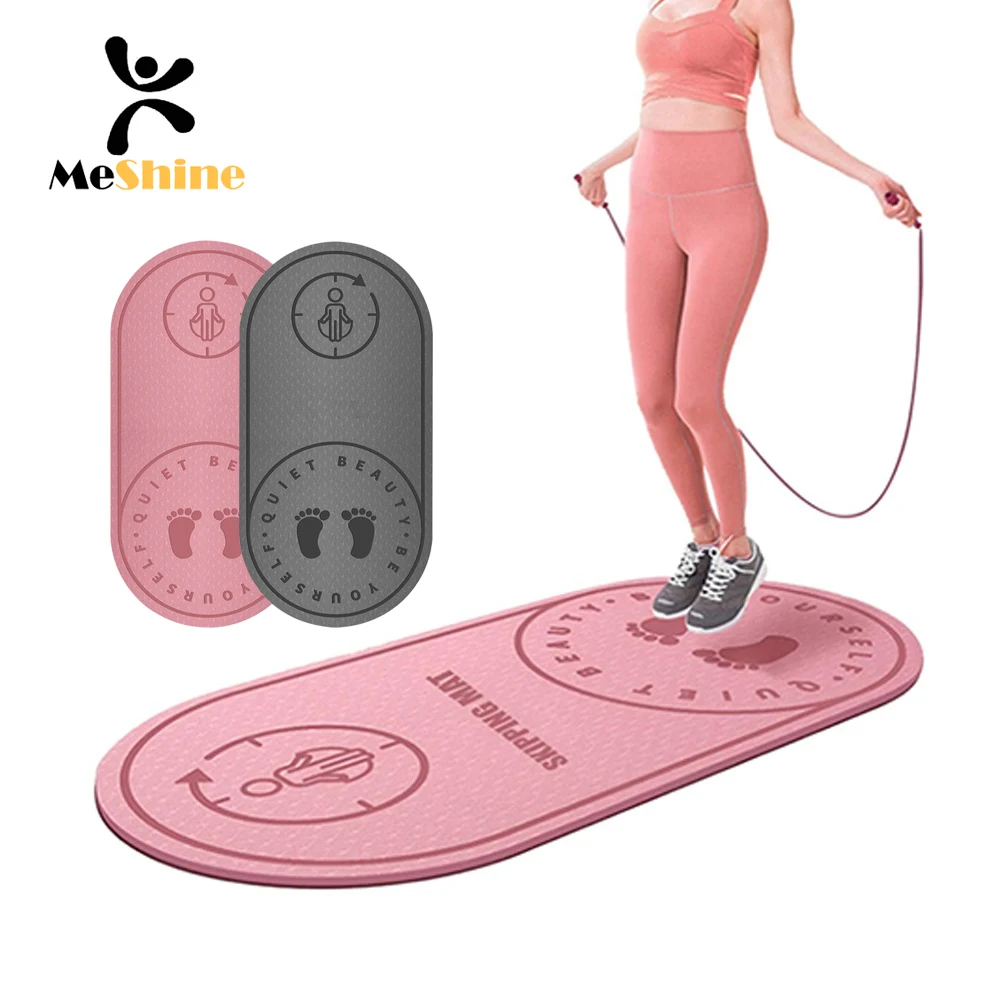 customized logo printed non slip large home indoor exercise yoga 6mm TPE skipping jump rope mat, mat for jump rope
