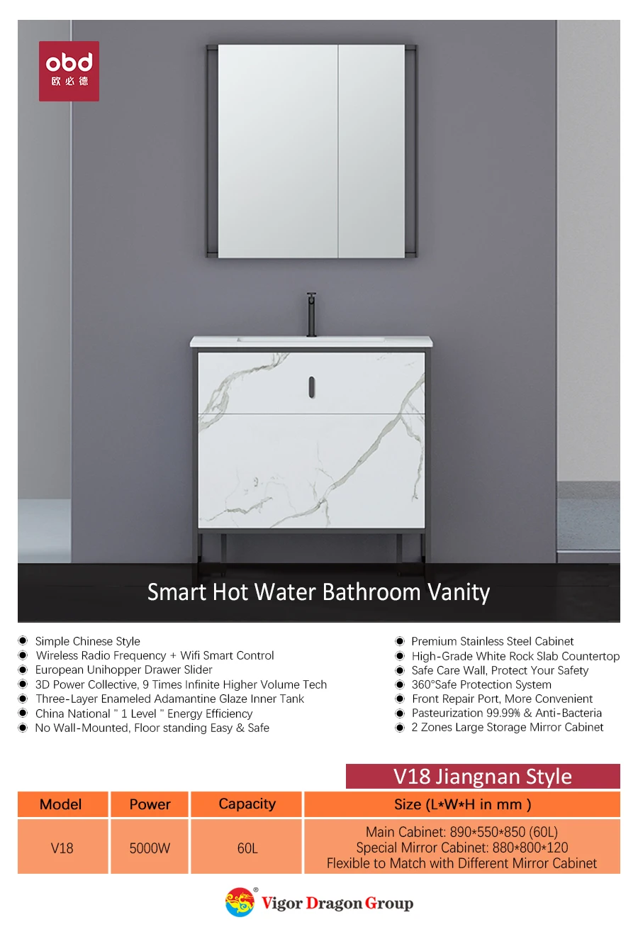 Wholesale V Series Smart Home Appliance Integrated Tank Electric Water Heater in Bathroom vanity