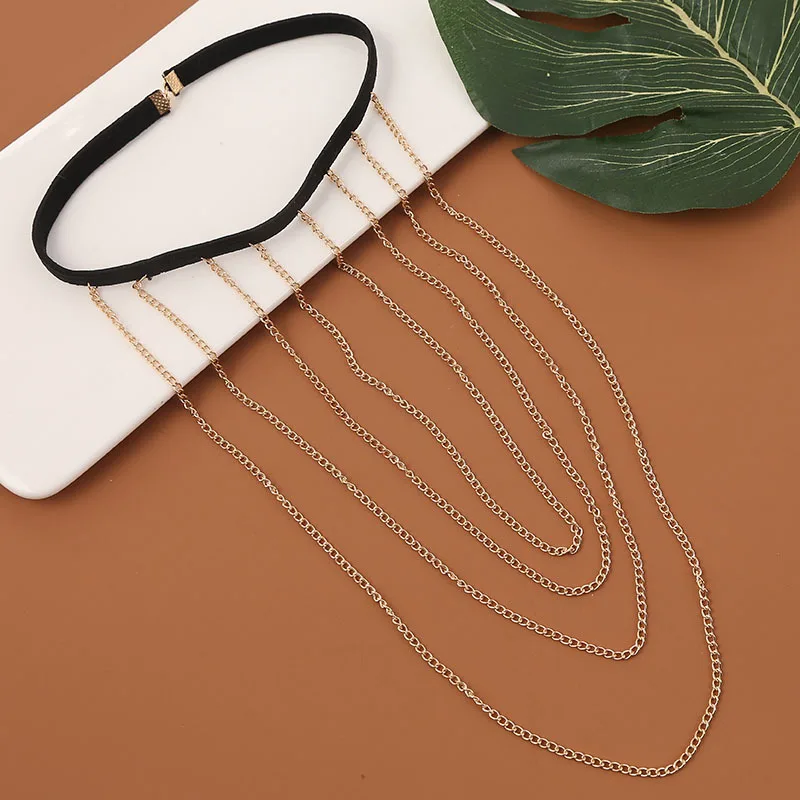 PJ-C553 Sexy Multilayer Gold Plated Body Chain Accessories Elastic Thigh Chain Leg Chains for Women and Girl