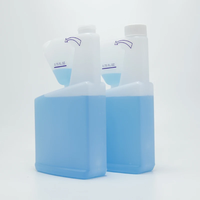 Flant Empty HDPE Natural Color Chemical Liquid Container Twin Neck Tip-N-Measure Bottle