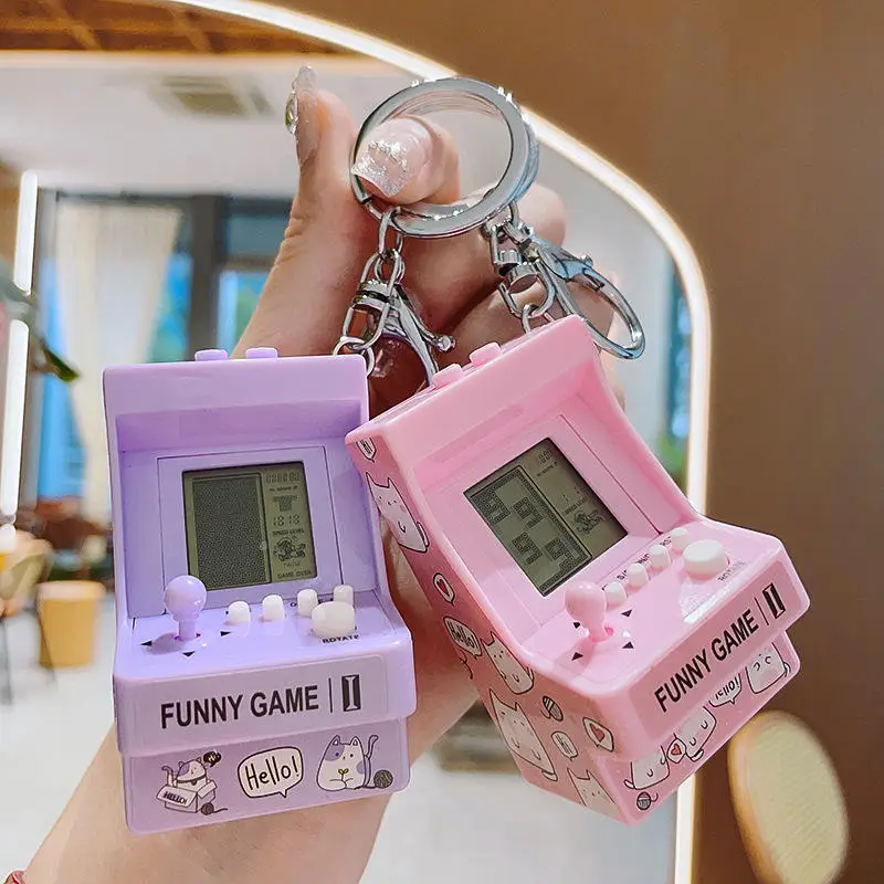 Handheld Keychain Arcade Game Console Mini Video Gaming Player Puzzle Kids Toys Game Console Key Chains