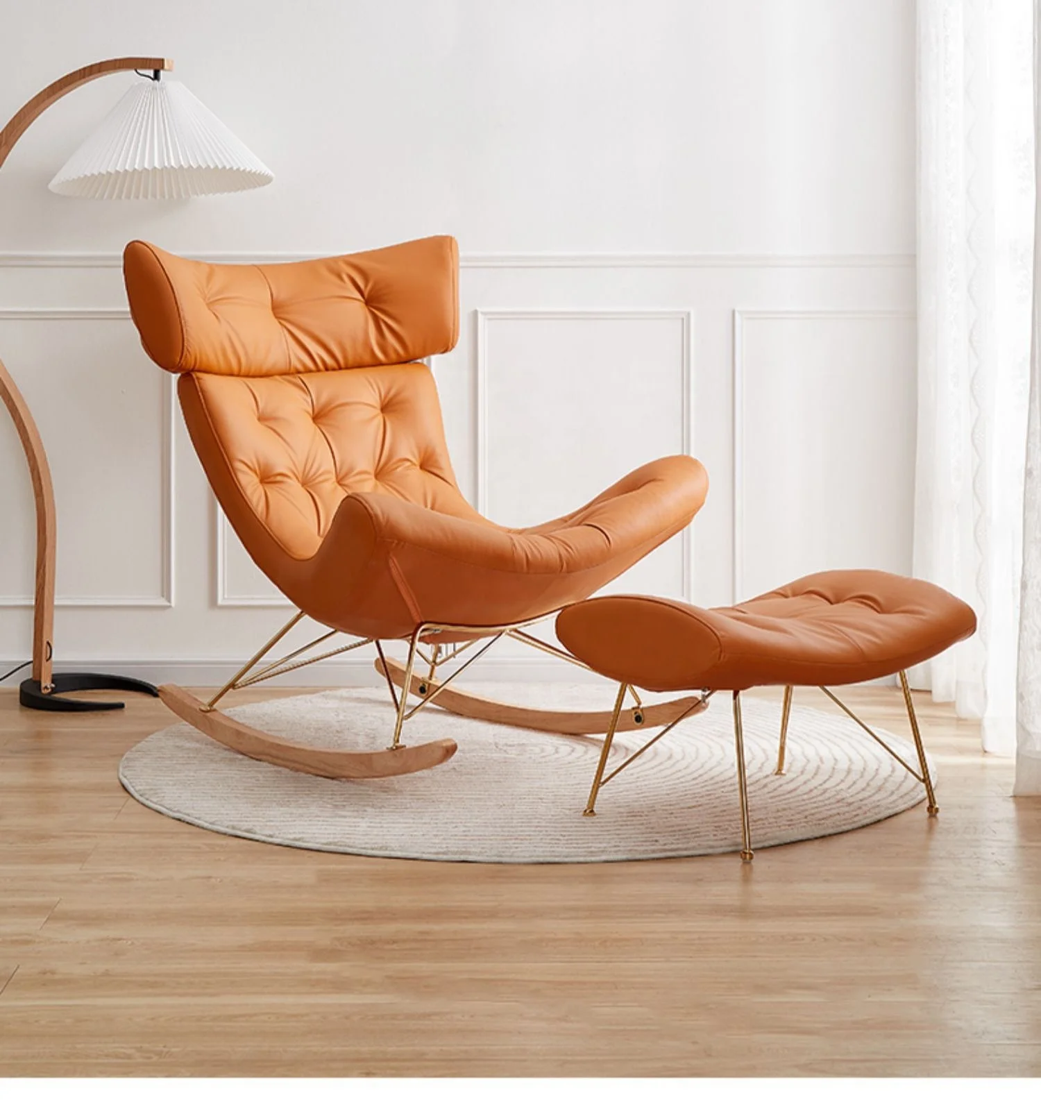 Hot Sale Home Rocking Chair Modern Classic  Lounge Chair Nordic With Ottoman