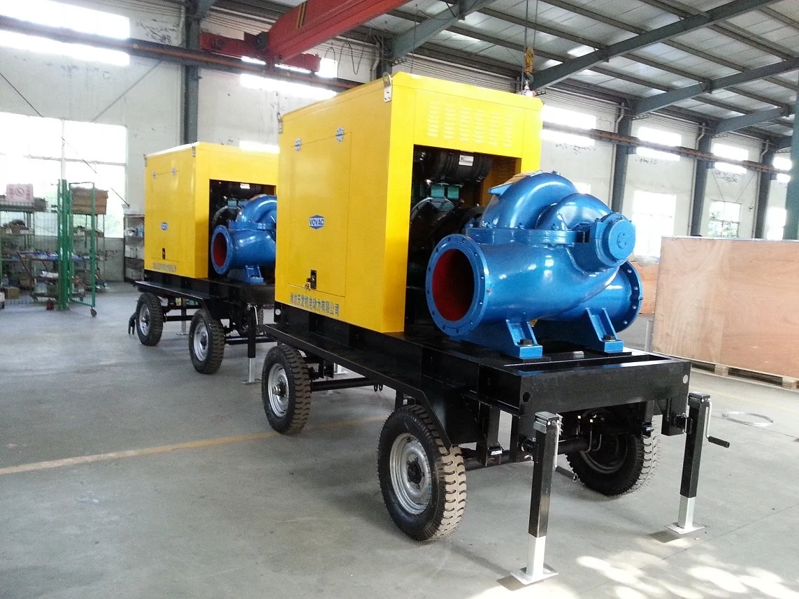 Cheap Price Trailer Big Capacity 16inch Diesel Water Pump For Irrigation or flood Dewatering pump