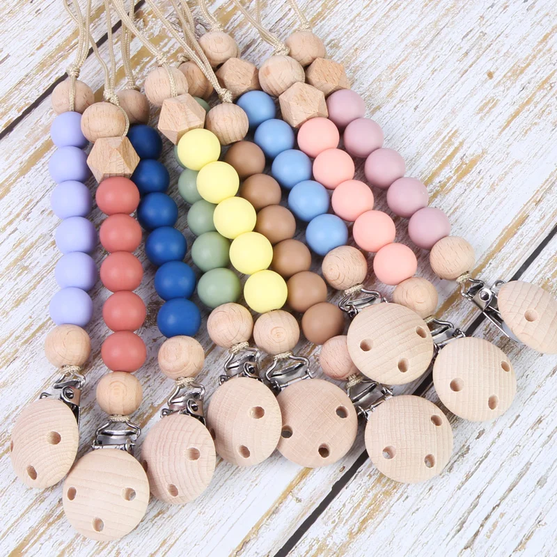 Hot Sale Sublimation Beads Soothe Dummy Clip Silicone Baby Pacifier Holder Clip