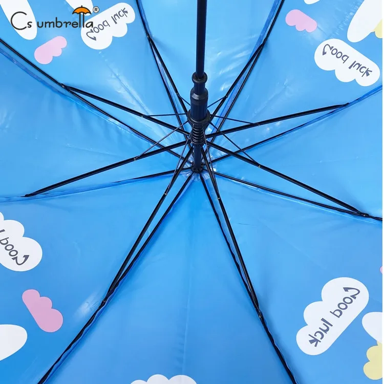 YS-6021 Customize Umbrella Manufacturer Match Handle And Tips Straight POE Children Auto Open Umbrella With Whistle