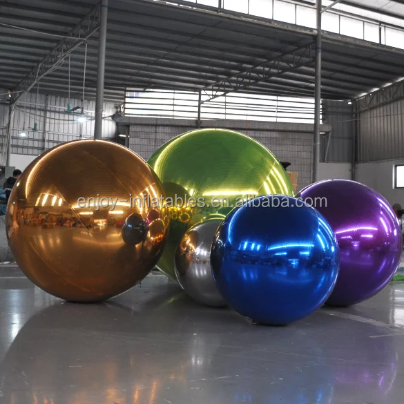 Large Custom Double Layer PVC Advertising Hanging Mirror Ball Sphere Reflective Balloons Inflatable Mirror Ball