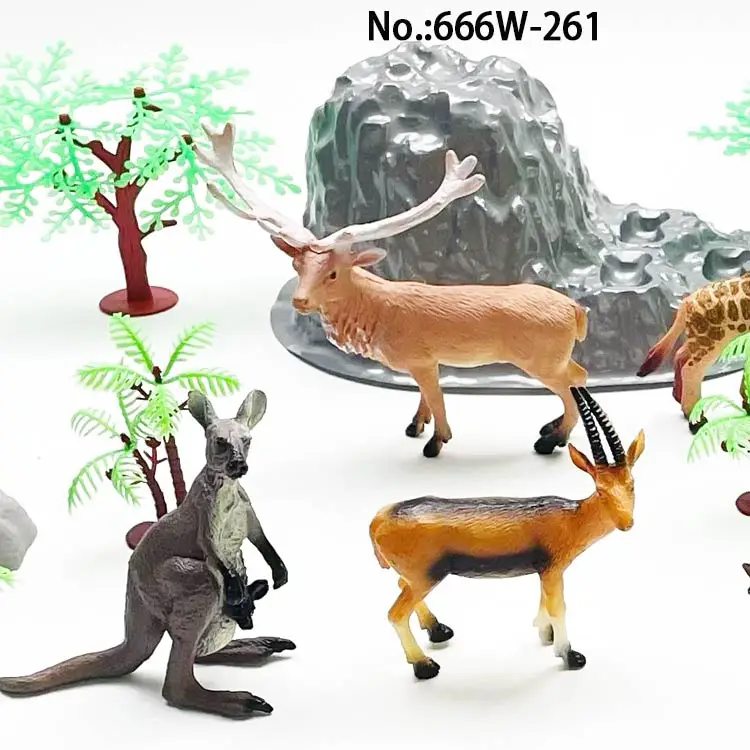 Mini plastic wild animal toys  simulation animal toys set cheap pvc plastic  wild animal toys