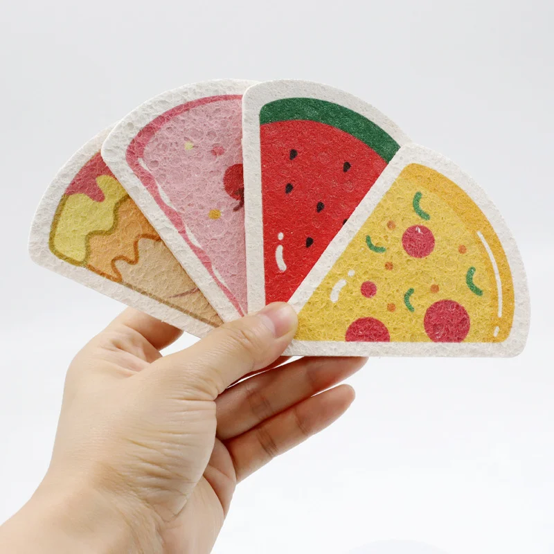 Animal Cute Cartoon Kitchen Cleaning Cellulose Sponge Clean Printed Wood Pulp Sponge Home Use Biodegradable Sponge