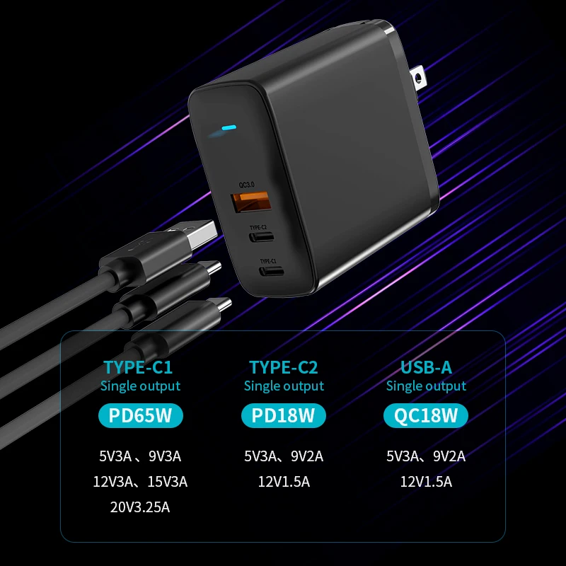  PD18W 45W 65W GaN быстрое зарядное устройство для ноутбука мобильного телефона портативный EU дорожный адаптер