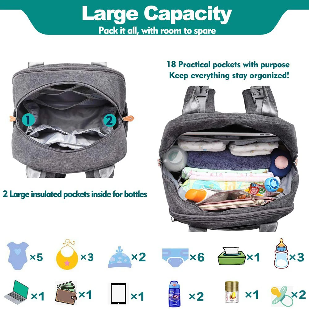 large capacity outdoor multifunction travel backpack diaper baby bags for mothers