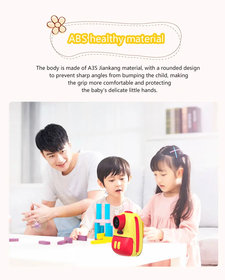 Kids Instant Print Camera 2.4 Inch Hd 1080P Thermal Photo Paper 1200Mah High Capacity Lithium Battery