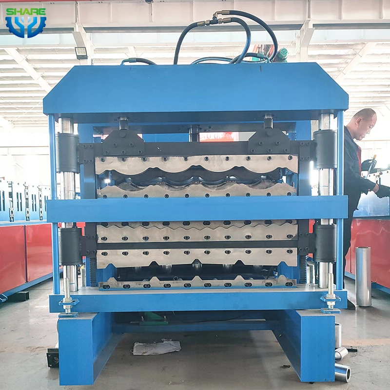 Three Layer Zinc Sheet 3 Roller Steel Plate Roll Bending Roofing Sheet Making Machine 3 in One
