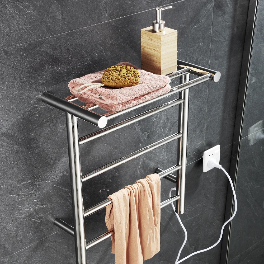 European Hotel Project Hot Sale Wall Mounted Copper Bath Towel Holder Rack 304 Stainless Steel Heated Towel Rack