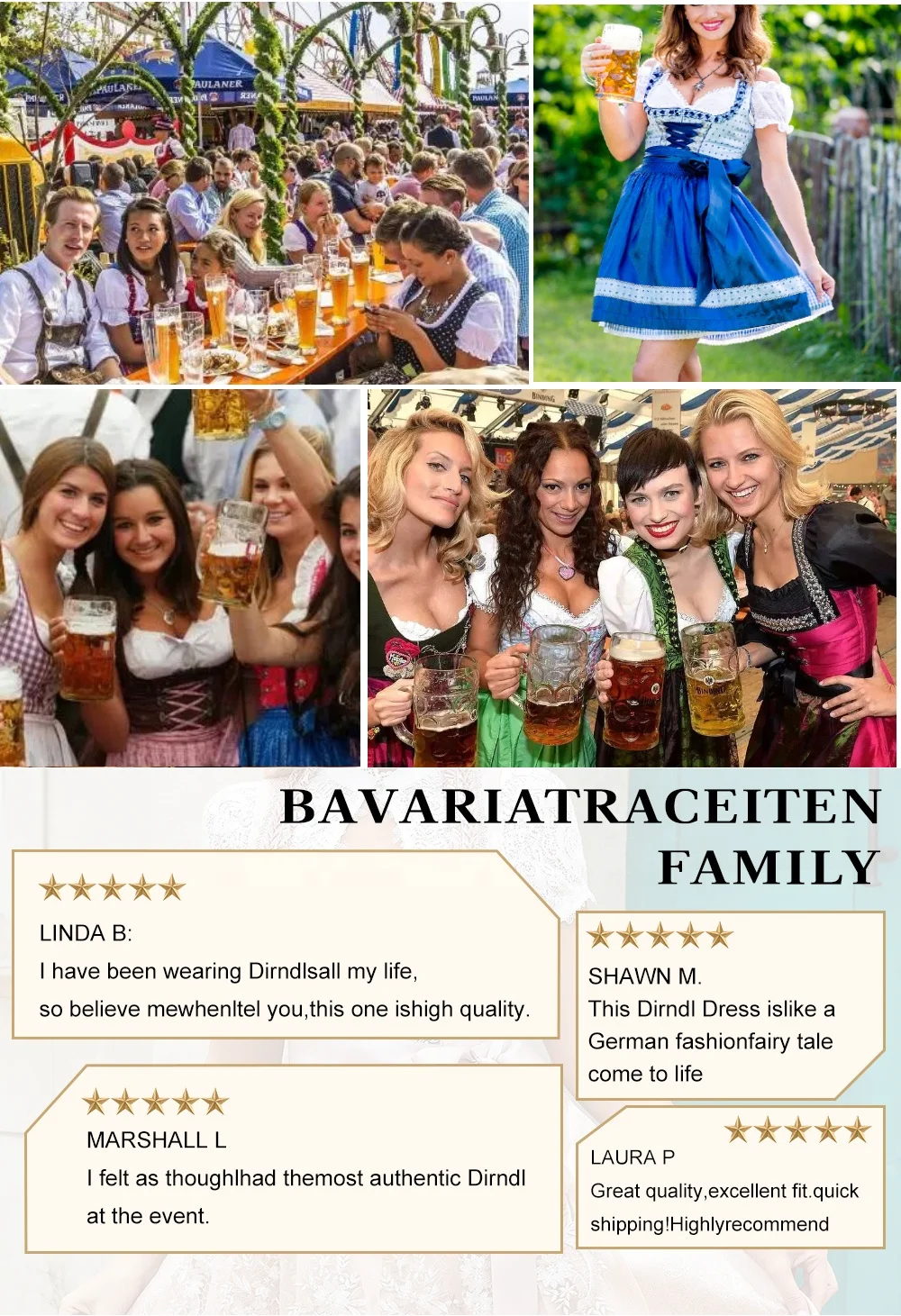 EHO Oktoberfest Bavarian Dirndl Dresses Oktoberfest Carnival Deutsches Bierfest Traditional  60cm Size 30-52 Dress 070