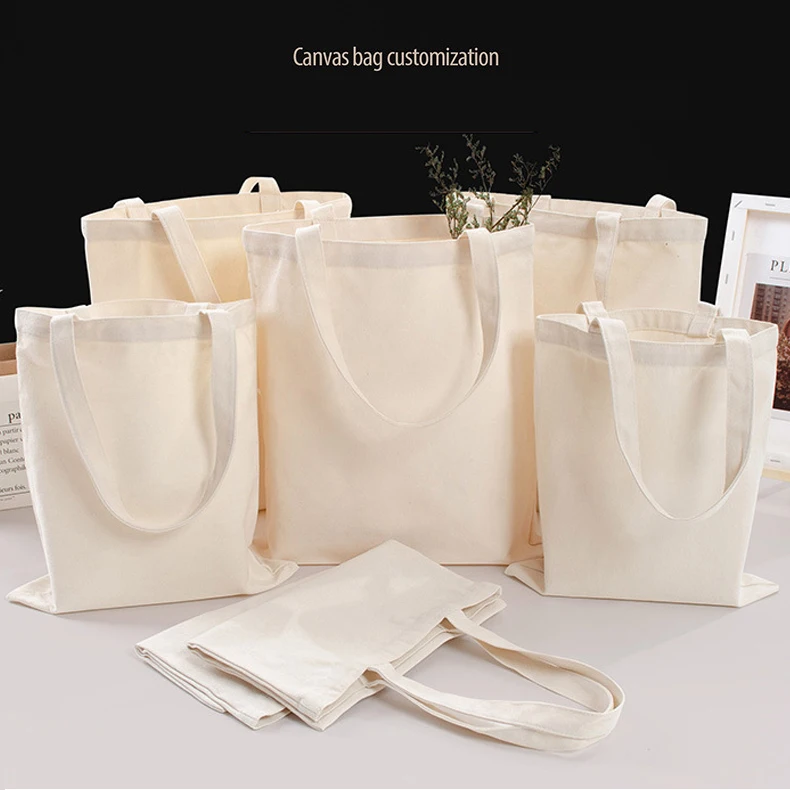 6/8/10/12/16oz OEM/ODM blank Plain organic reusable customization cotton canvas tote shopping custom canvas bag with logo