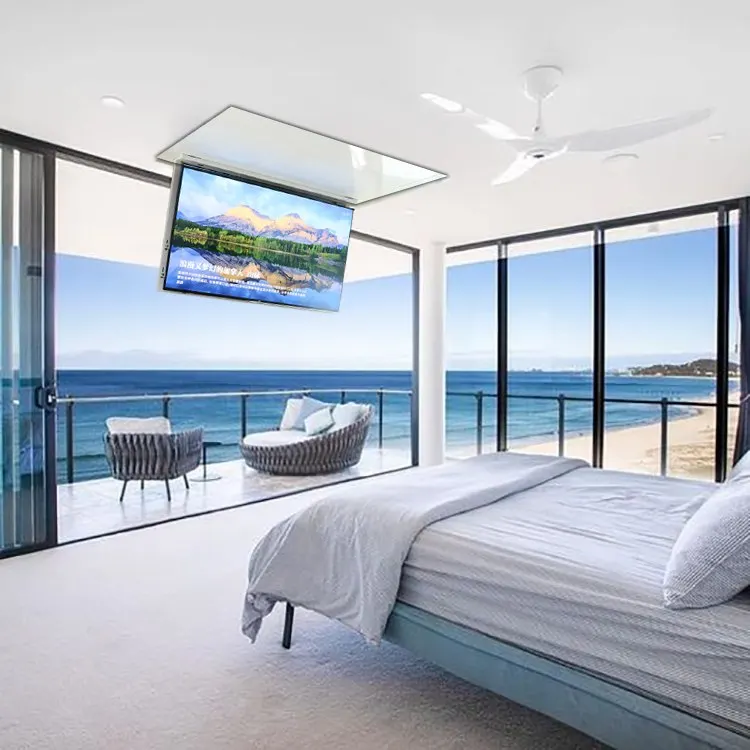 Flip down Ceiling TV Lift Motorized TV Mount Bracket Tv Ceiling Mount Telescopic Motorized Lift