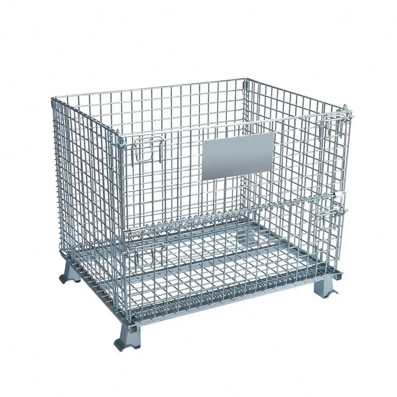 
Warehouse Locking Protective Large Heavy Loading Big 4 Side Equipment Storage Metal Steel Round Wire Mesh Garbage Recycle Cage 