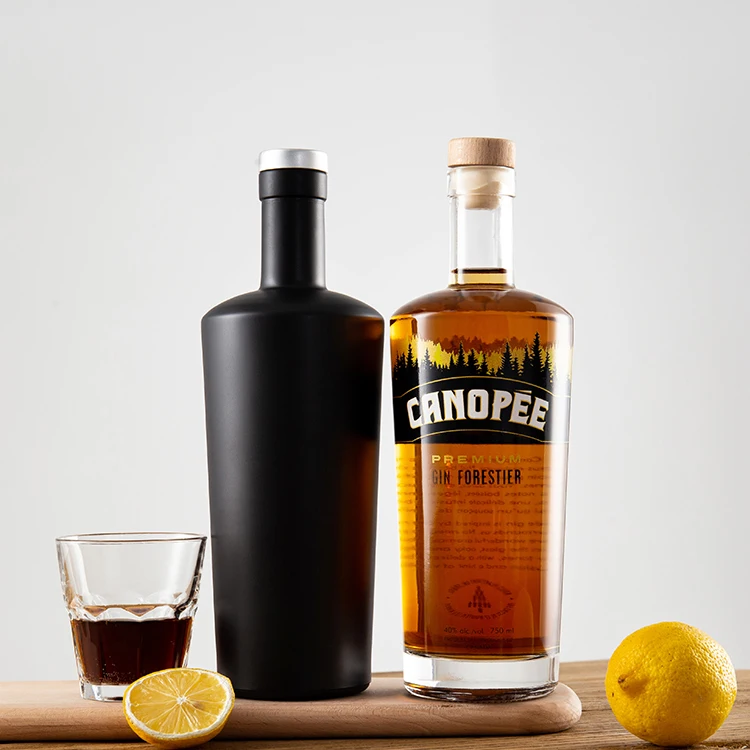 750 ml 500 ml frosted spirits brandy liqueur bottle glass nocturne nordic liquor bottles with cork