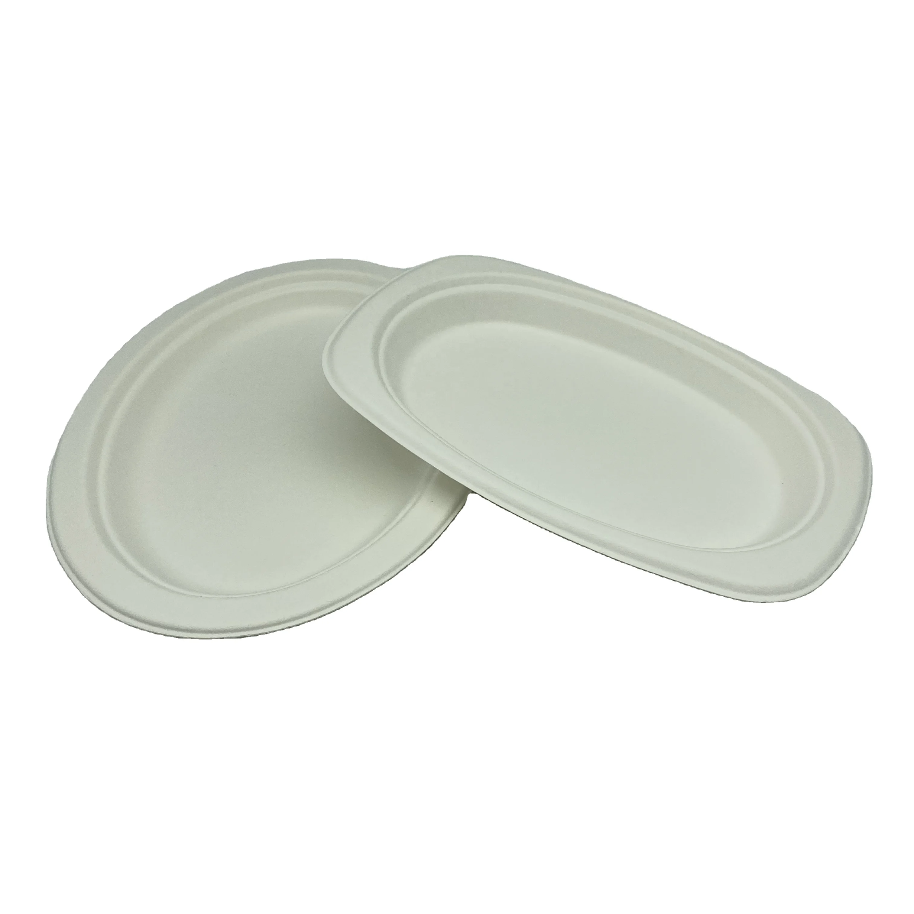 
Chinese Oval Plate Customized-size Biodegradable Disposable Eco-friendly Sugarcane Bagasse Plates Dishes Tableware 
