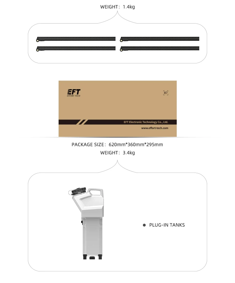 EFT video technical support G420 four aixs agricultural sprayers drone frame fogging machine pest control without radar and RTK