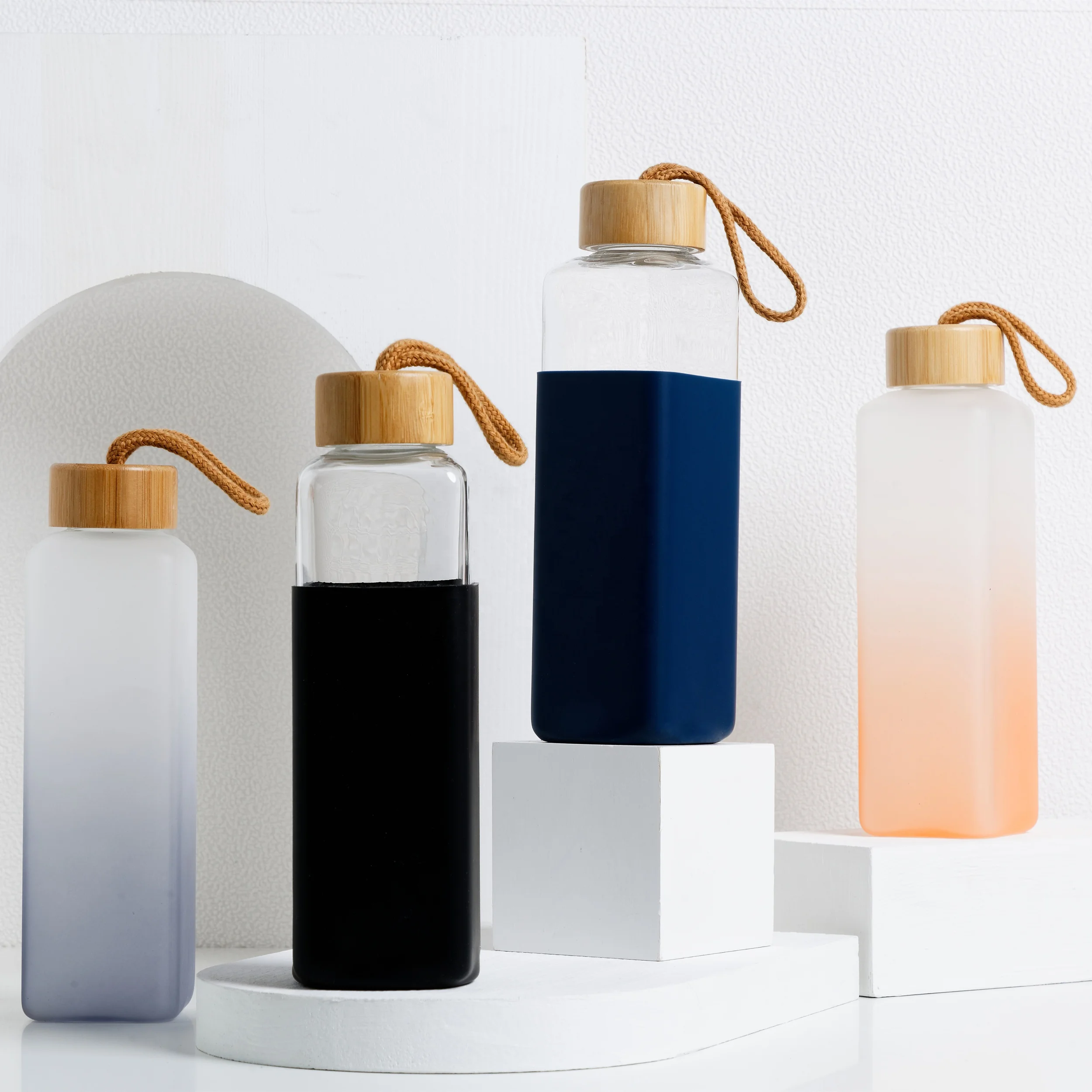 recycled sport square no plastic sublimation frosted glass water bottle accept print logo