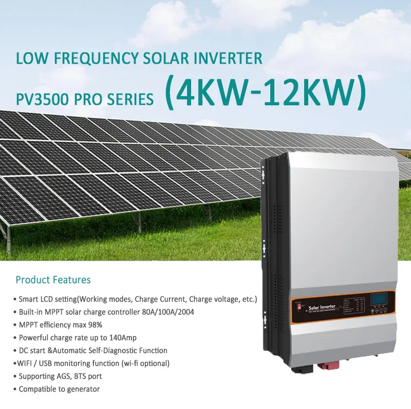 110V to 220V Solar Inverter with Power 10kw Solar Hybrid Inverter Lifepo4 Battery bms Wholesale Price Inverter For Solar Panel