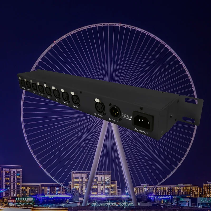 BC-818 8 Ways Rdm Splitter Dmx 512 Signal Amplifier Ac85-265V 8ch Dmx Splitter