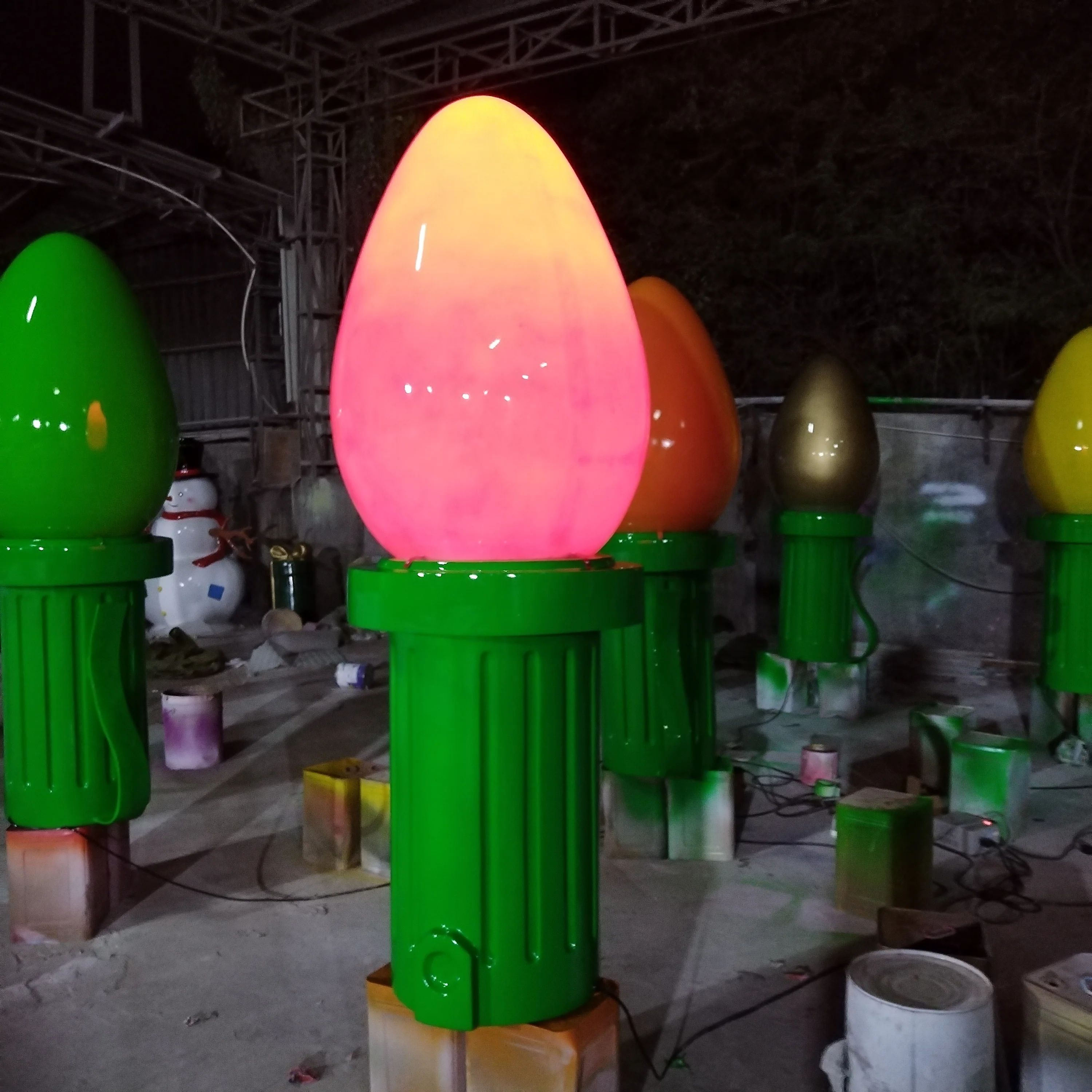 Commercial fiberglass 6ft large outdoor Christmas display Giant RGB LED C7 lights Bulb Photo Op Prop decorations