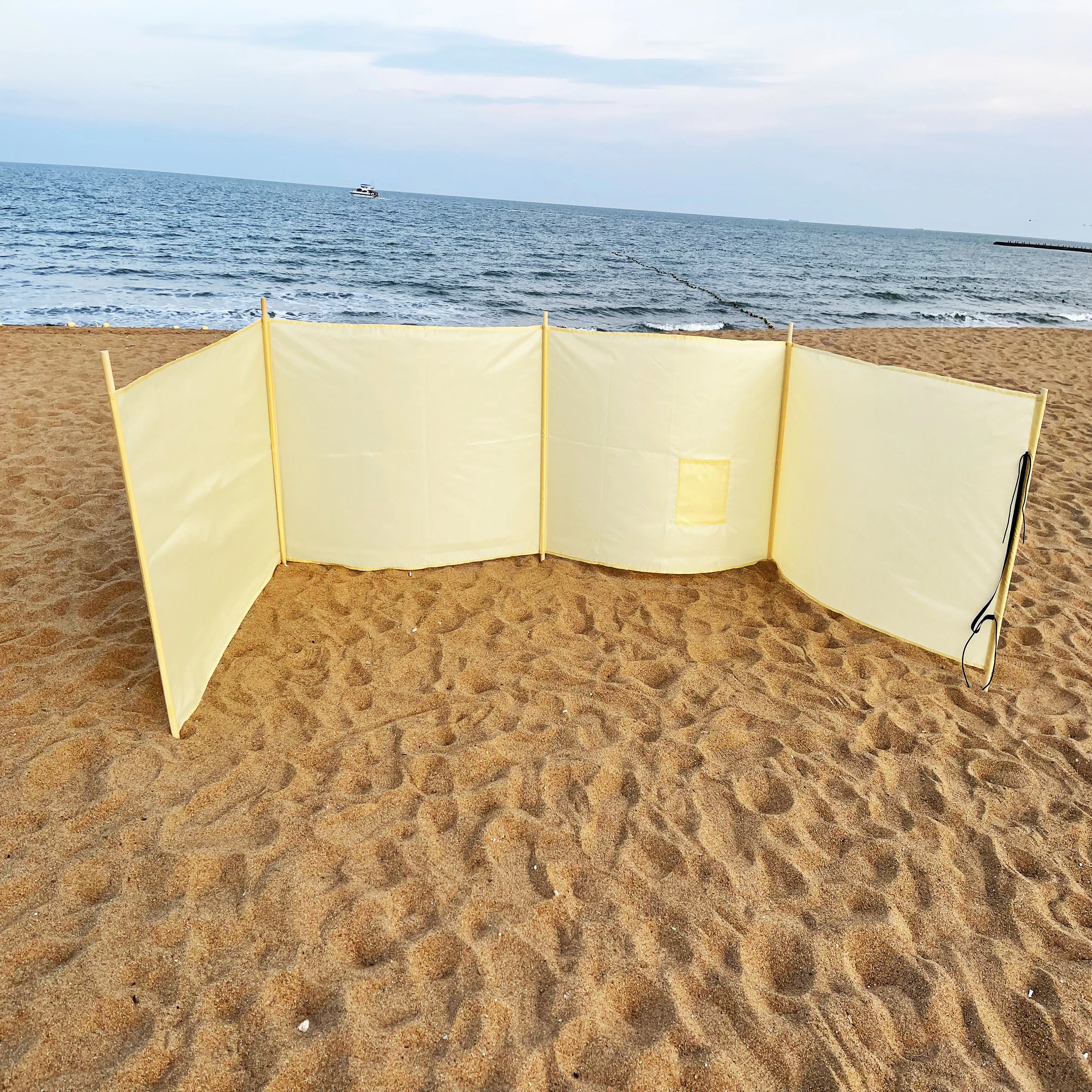 15ft 17ft outdoor beach fence wood Poles Outdoor Camping Wind Screen Shield  Beach Windbreaker Folding 190T Polyester