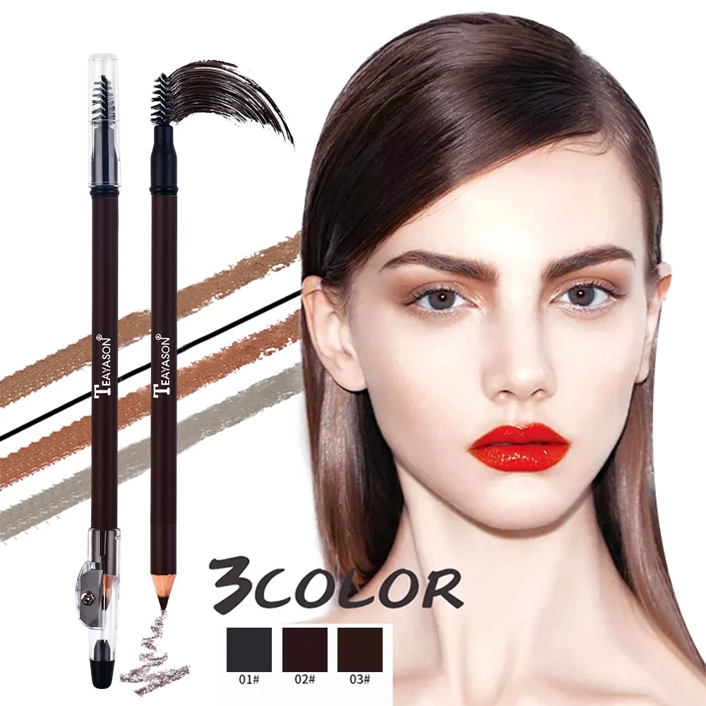 Makeup Waterproof White Microblading Wooden Double-headed Eyebrow Pencil Eyebrow Pencil & Brush Whit Knife