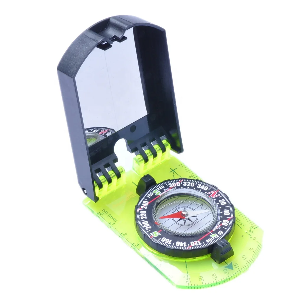 Acecamp folding map pocket compass with mirror camping  compass for outdoor activities backpacking hiking traveling cycling