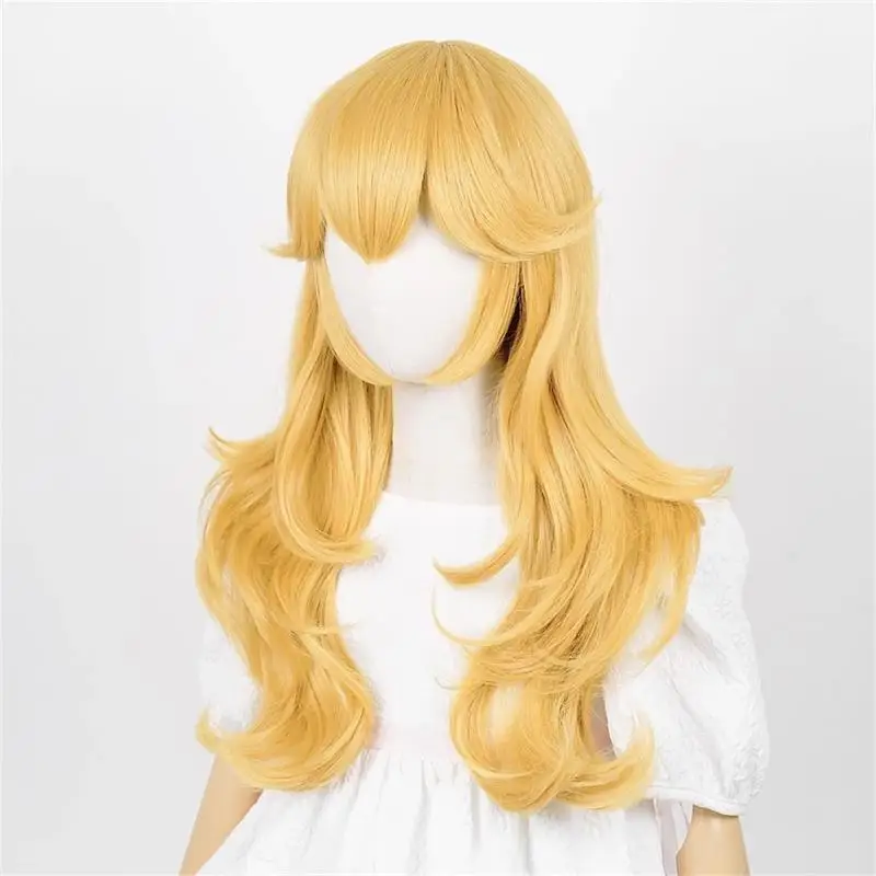 Anxin Children/kids version wig 80 cm long body wave gold color Princess Peach cosplay wig for kids