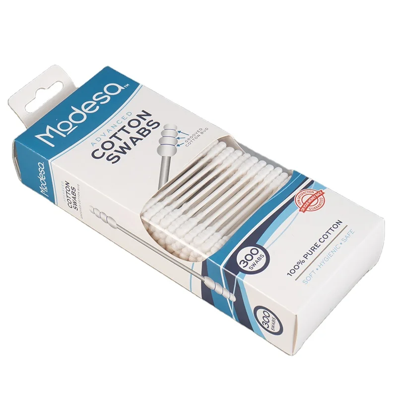 300PCS custom Ear Swabs Double Head Paper Stick Heliciform Cotton Buds in drawer paper box