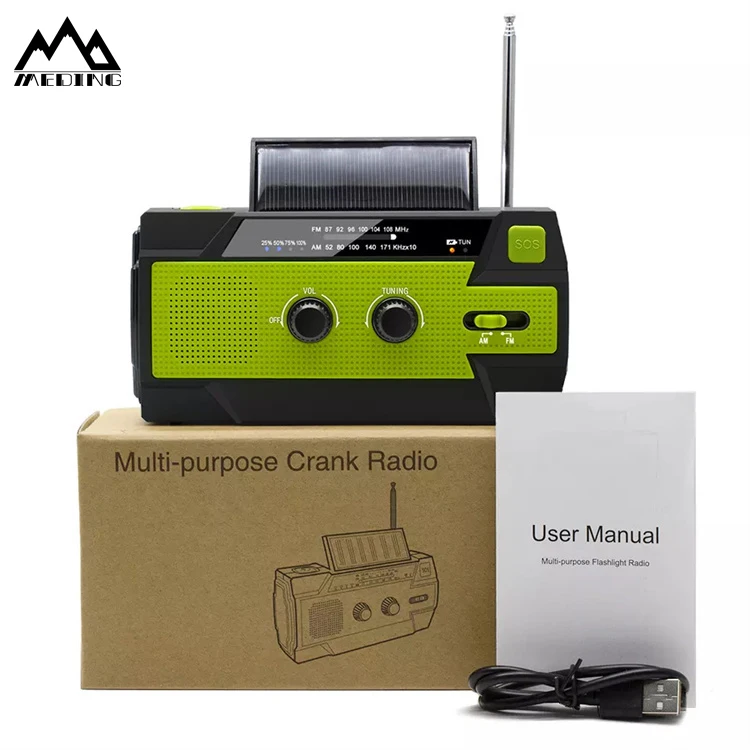 MEDING USA Hot led noaa am fm weather portable for outdoor expedition powerbank flashlight radio