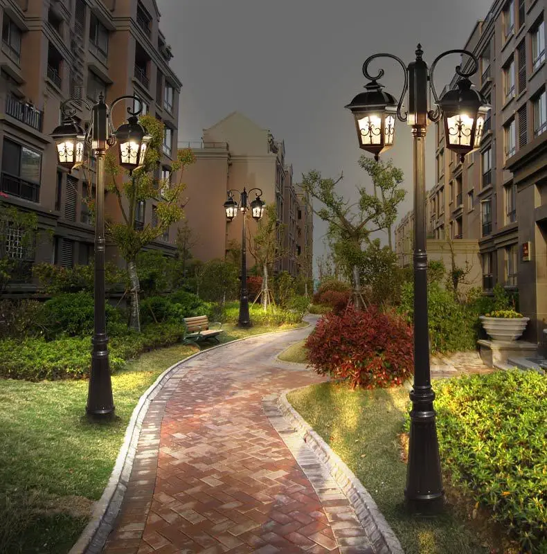 
Professional manufacture outdoor decorative antique cast iron street lamp post led garden pole light 