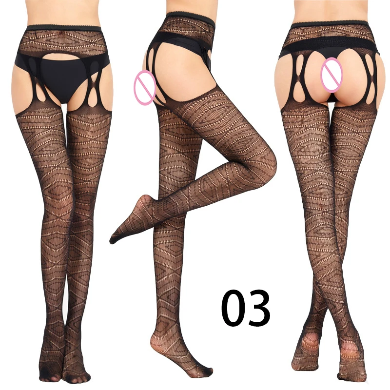 Women Many Designs Sexy Mesh Garter Design Looking Stocking Black Pantyhose