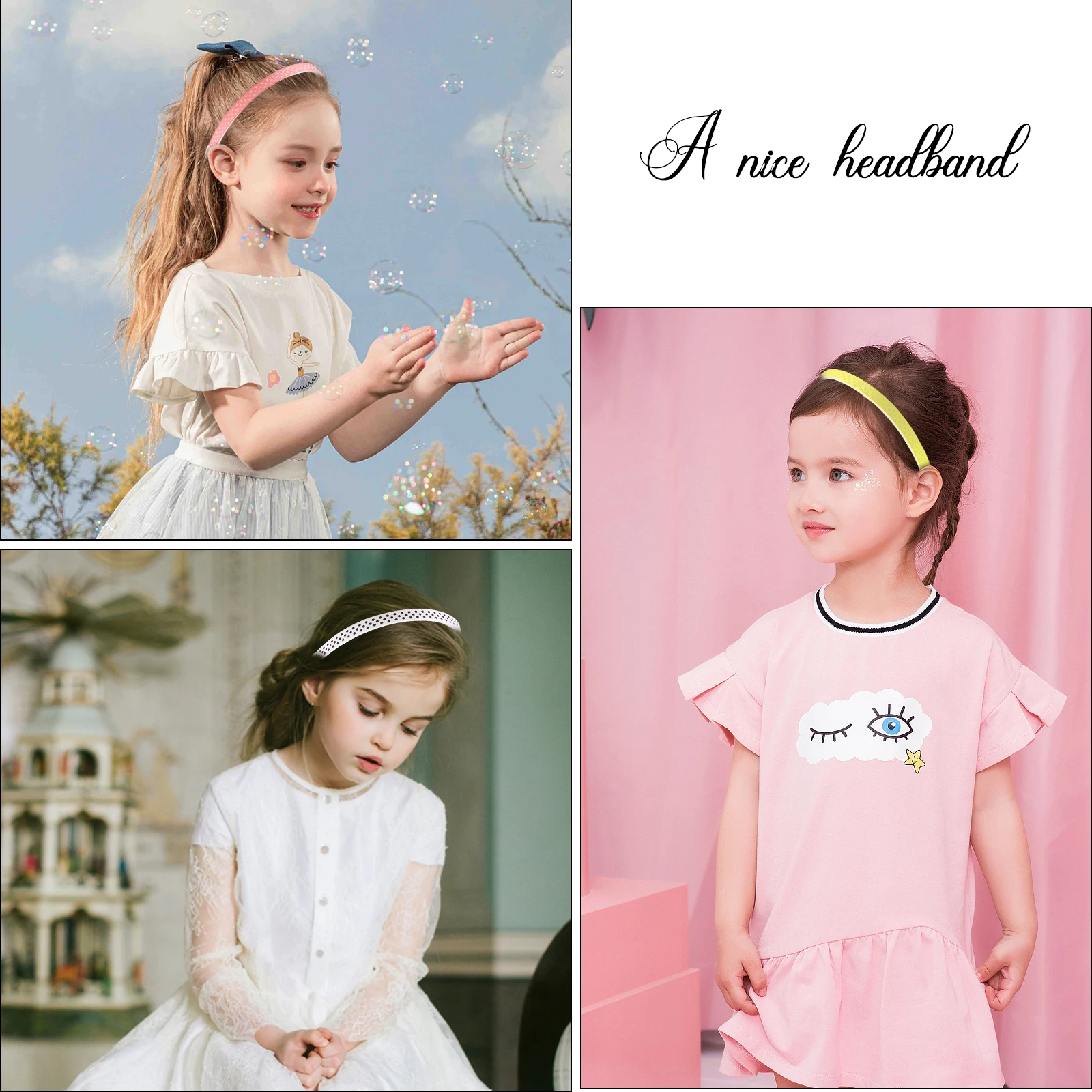 Сладкая девчонка 12 видов цветов полиэстер в комплекте с лентой-ободком для волос; Узор в горошек; Для женщин, повязка на голову, прочная лента для волос для женщин